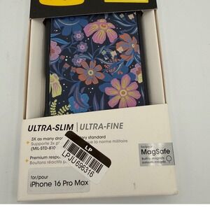 OtterBox Symmetry iPhone 16 Pro Max Navy Blue Floral New MagSafe Slim Case